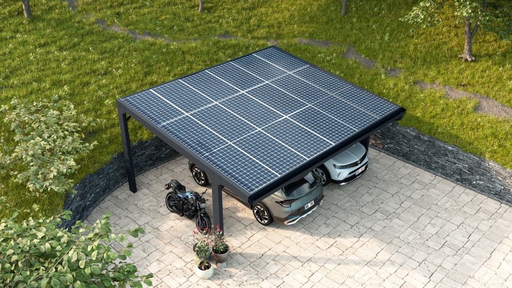 CARPORT SOLAR DOUBLE XL, SKLON 6% STRECHY