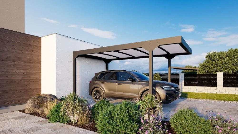 CARPORT SOLAR - TYP A ROVNÁ STRECHA, SINGLE