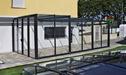 Elegantné uzavretie terasy? Celosklenený model zastrešenia terasy CORSO Glass.