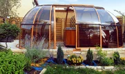 Populárna farba imitácia dreva na hliníkových profiloch zastrešenie vírivky SPA SUNHOUSE®